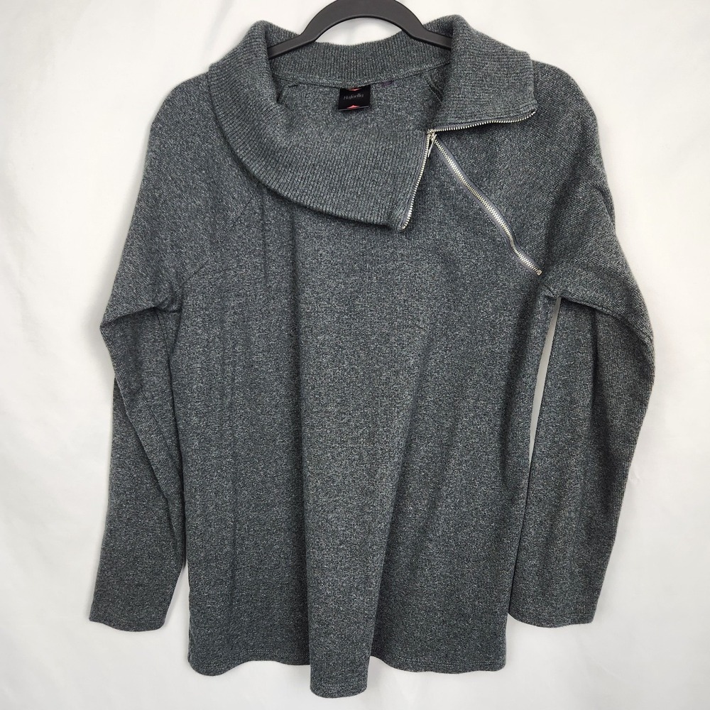 Rafaella Womens Gray TurtleNeck Sweater with Zip‎ Detail Ribbed Size Large